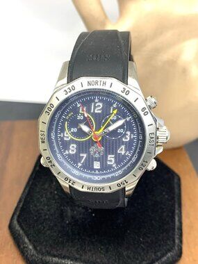 SUG 1883 Men's Watch Quartz Chronograph Blue Dial Date Black Rubber Band 40mm